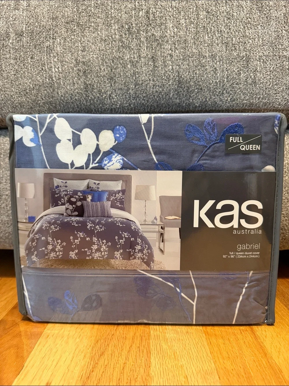 KAS Gabriel Full/Queen Blue Floral Duvet Covwr